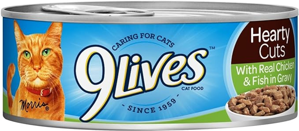 9 Lives Hearty Cuts Chicken And Fish Cat Food Singles, 5.5 Ounces, 24 Per Case