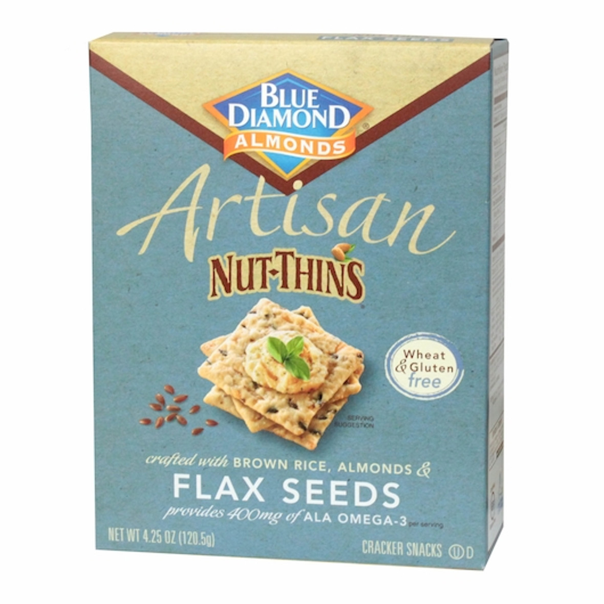 Blue Diamond Almonds Nut-Thins Crackers, Flax Seed, 4.25 Ounce, 12 Per Case