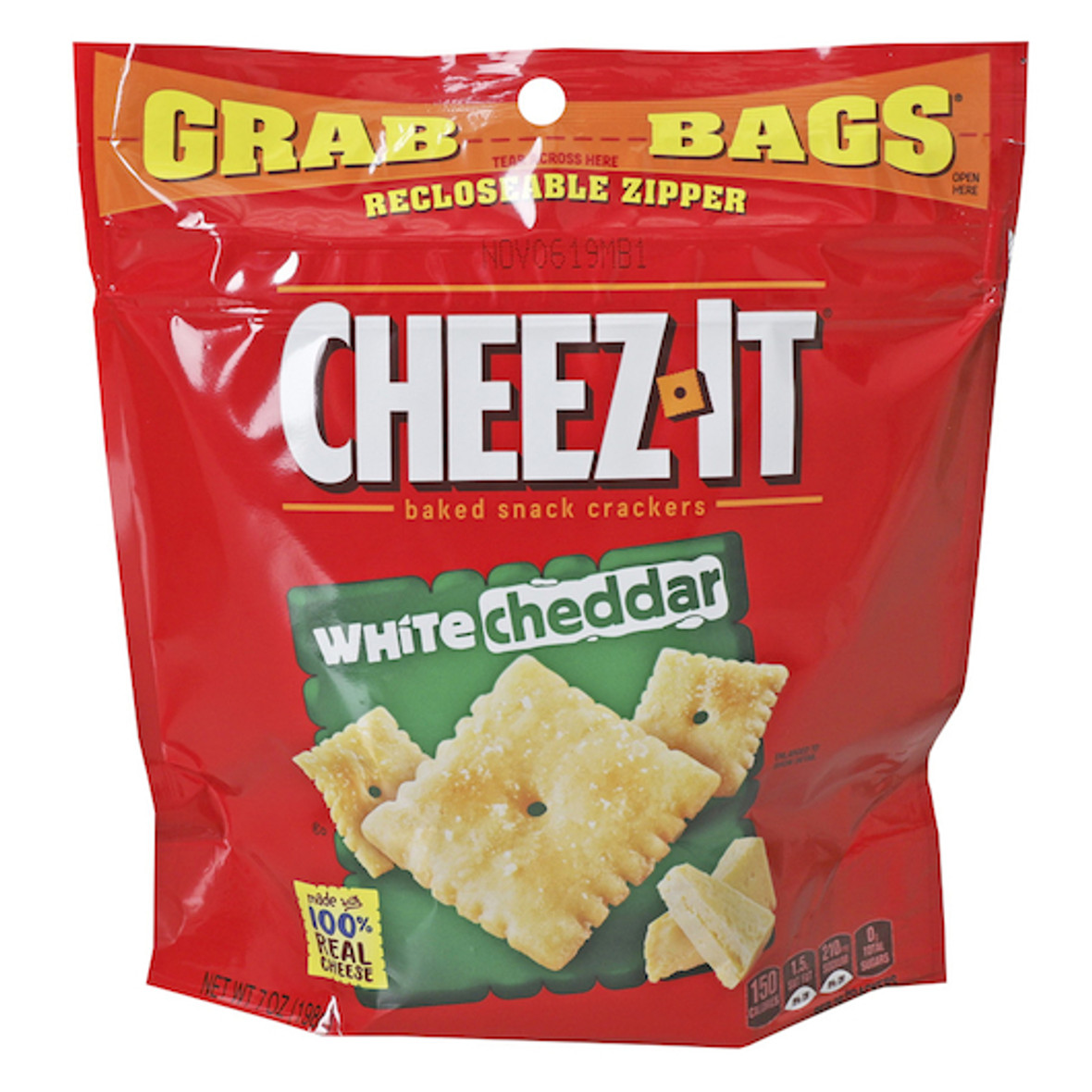 Cheez-It Grab Bag Reclosable White Cheddar Crackers, 7 Ounces, 6 Per Case