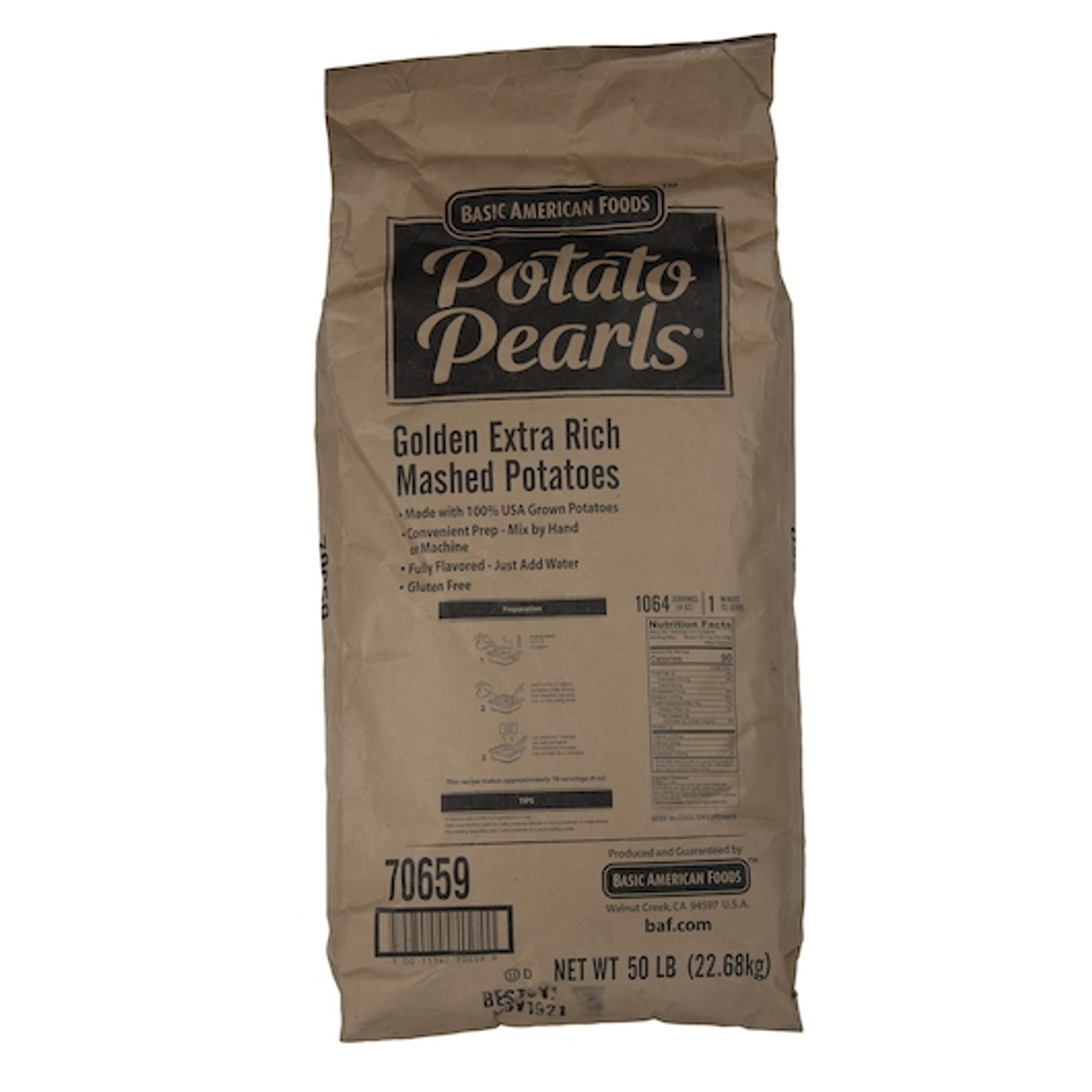Basic American Foods Extra Rich Golden Potato Pearls, 50 Pound