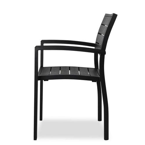 KFI Studios Eveleen Outdoor Patio Table With Four Black Powder-coated Polymer Chairs, Square, 35", Black, Ships In 4-6 Business Days