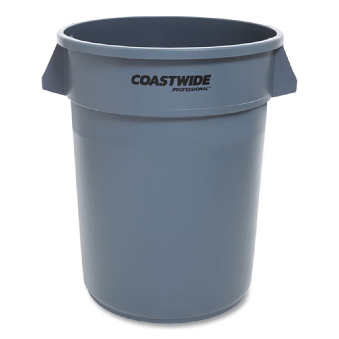 Open Top Round Trash Can, 32 Gal, Plastic, Gray