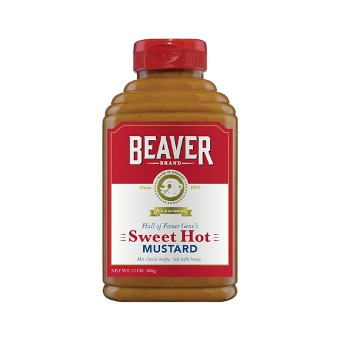 Beaver Sweet Hot Mustard Bottle, 13 Ounce, 6 Per Case