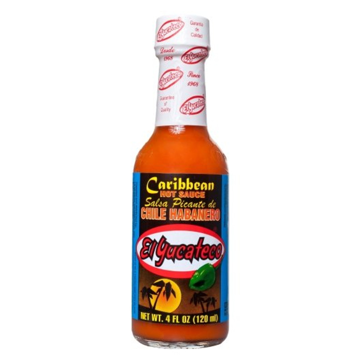 El Yucateco Caribbean Chile Habanero Hot Sauce, 4 Fluid Ounce, 12 Per Case