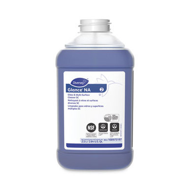 Diversey Glance NA Glass and Multi-Surface Cleaner SC, Fragrance-Free, 2.5 L Bottle, 2/Carton