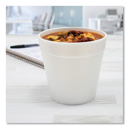 Dart Foam Containers, Squat, 16 Oz, White, 25/bag, 20 Bags/carton