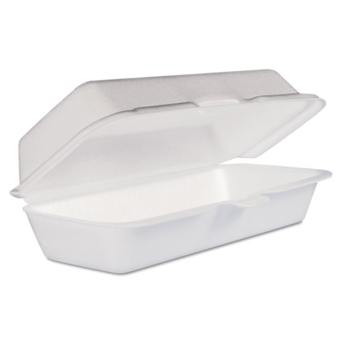 Dart Foam Hinged Lid Container, Hot Dog Container, 3.8 X 7.1 X 2.3, White,125/bag, 4 Bags/carton