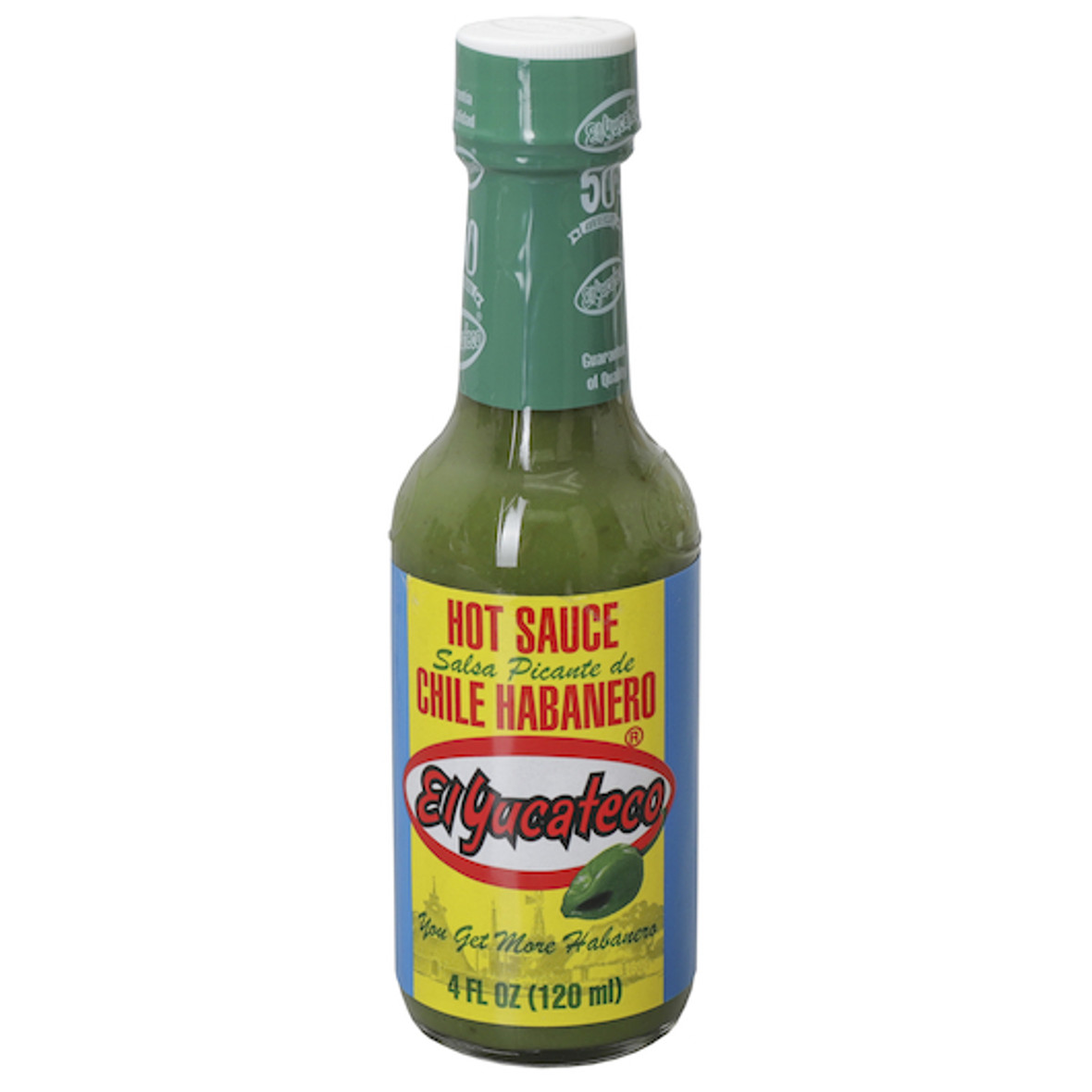 El Yucateco Green Chile Habanero Hot Sauce Bottle, 4 Fluid Ounce, 12 Per Case