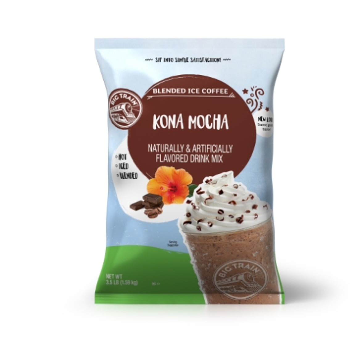 Big Train Kona Mocha Blended Iced Coffee Powdered Drink Mix, 3.5 Pound, 5 Per Case