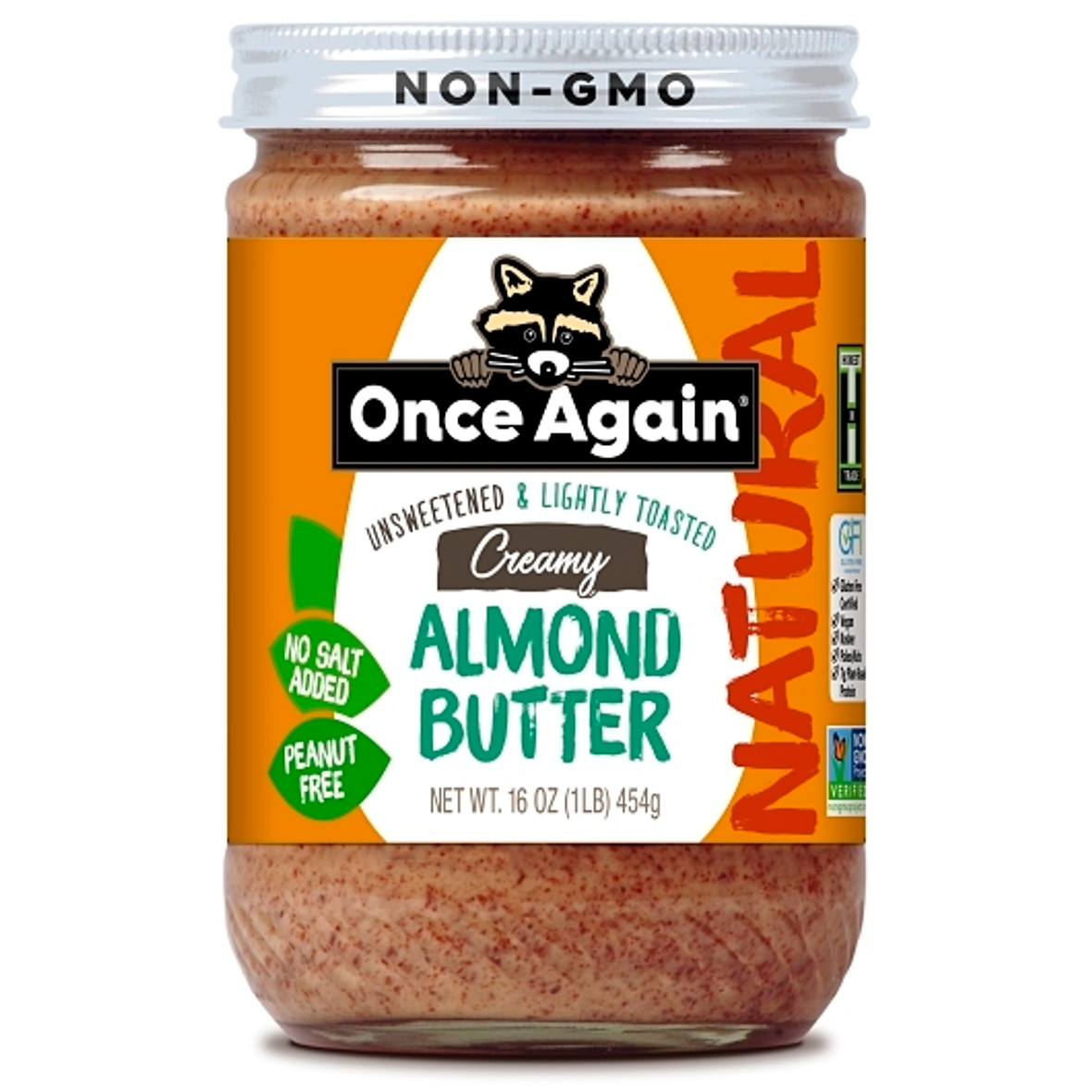 Once Again Nut Butter Natural, Lightly Toasted & Creamy Almond Butter, 16 Ounce, 6 Per Case