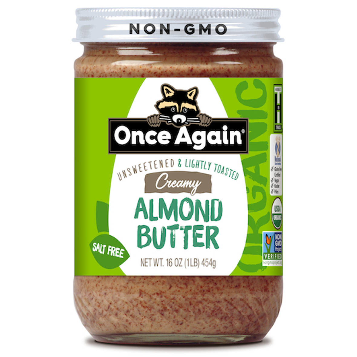 Once Again Nut Butter Lightly Toasted Organic Almond Butter, 16 Ounces, 6 Per Case