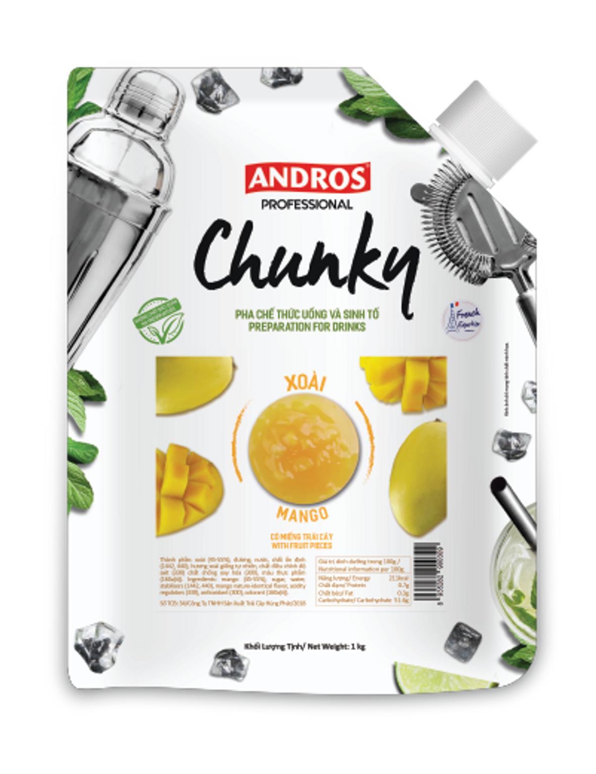 Andros Professional Mango Fruits & Chunks, 2.2 Pound