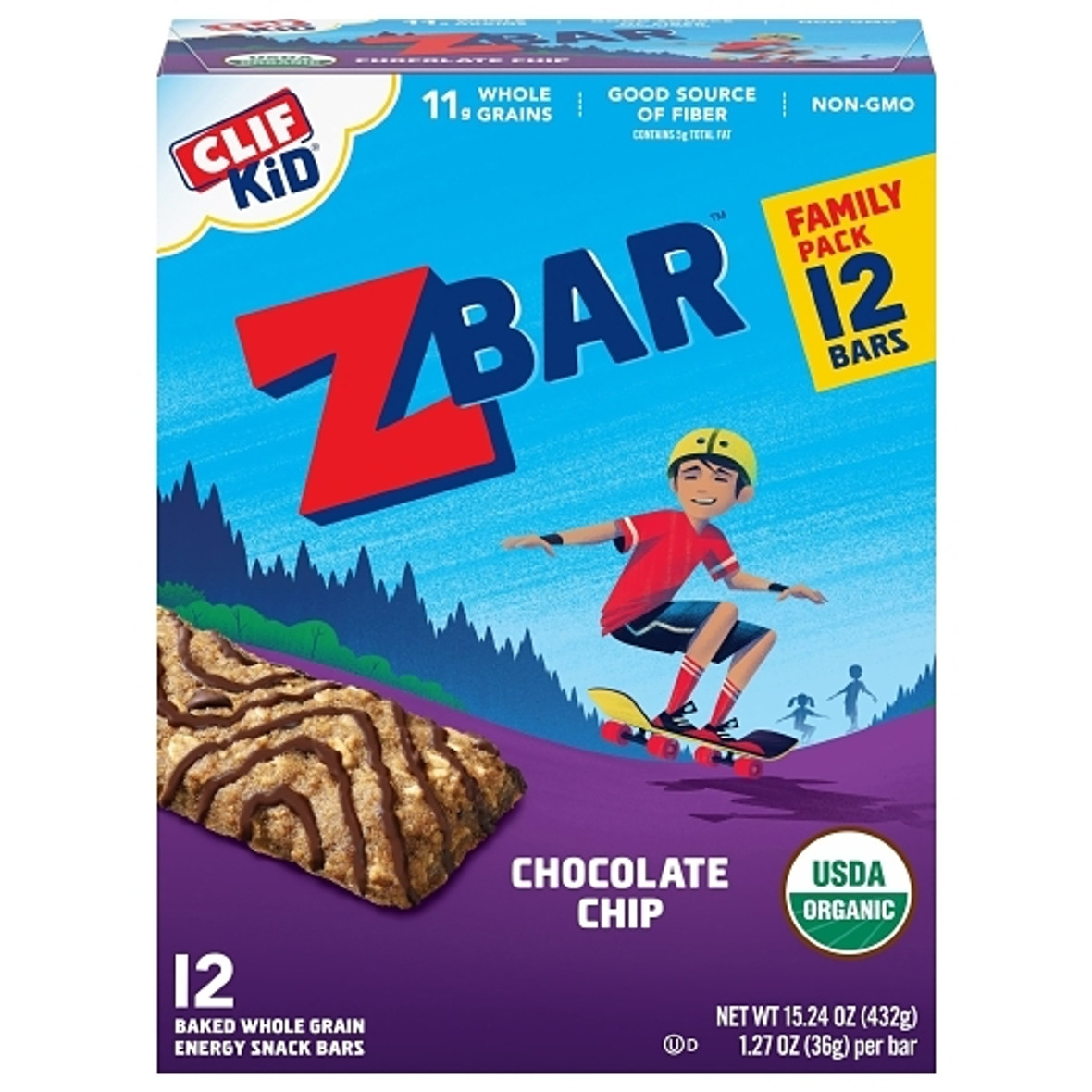 Clif Zbar Chocolate Chip Energy Bar, 1.27 Ounce, 72 Per Case