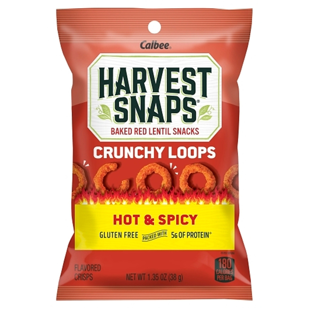Harvest Snaps Hot and Spicy Crunchy Loops, 1.35 Ounce, 36 Per Case