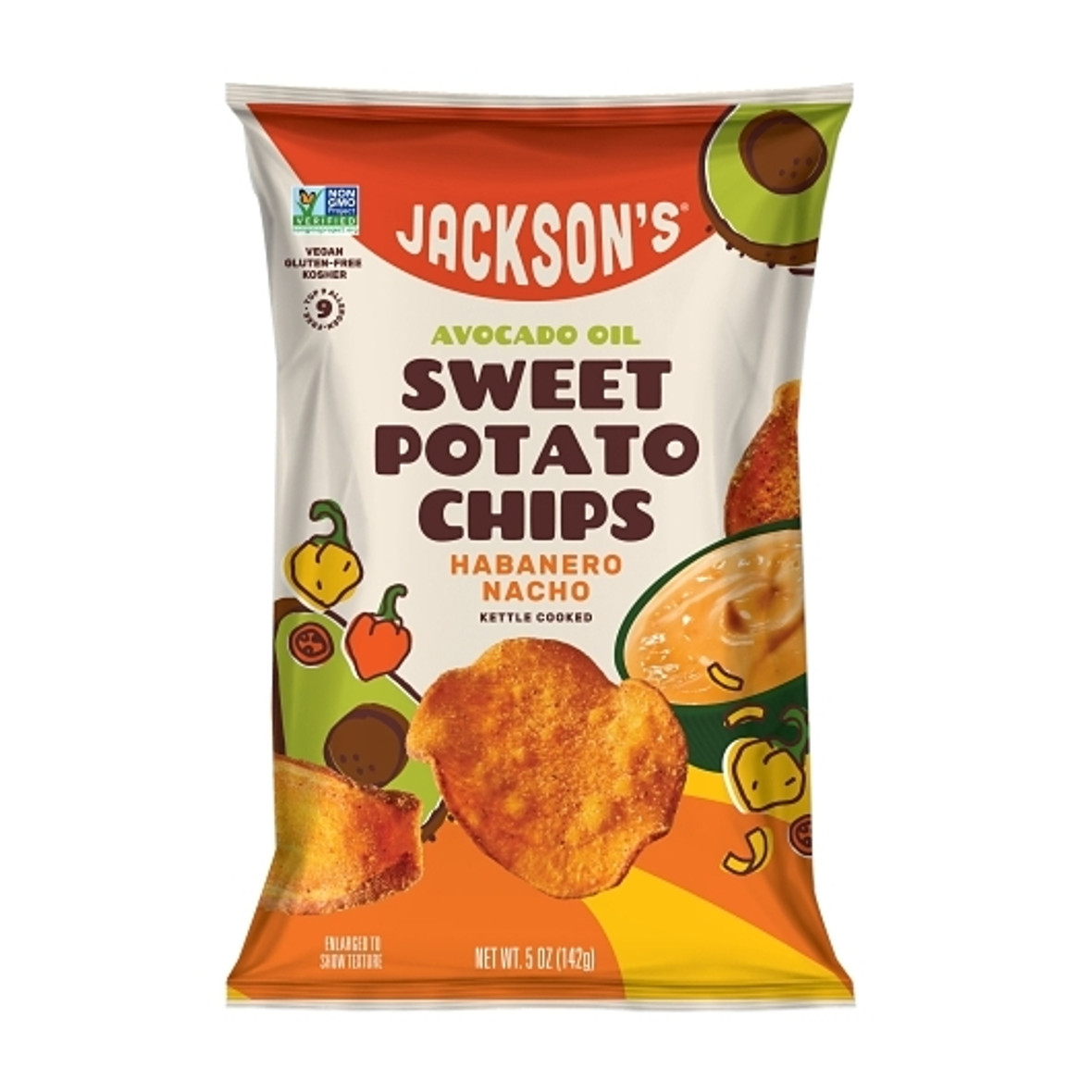 Jackson s Avocado Oil Habanero Nacho Sweet Potato Chips, 5 Ounce, 12 Per Case