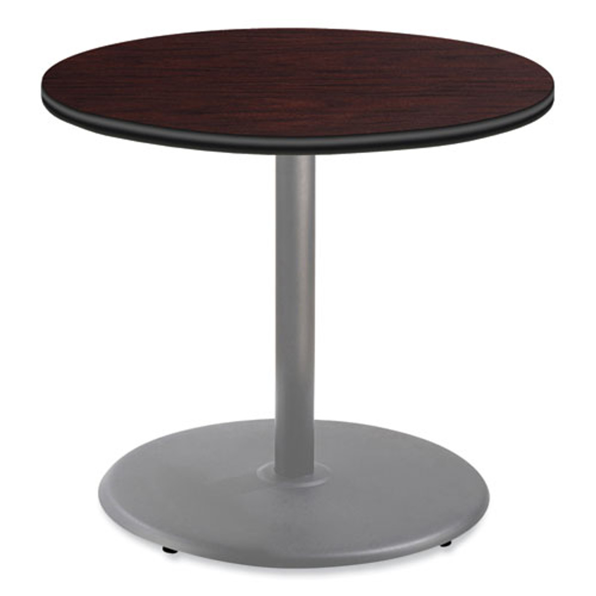 NPS Cafe Table, 36" Diameter X 30h, Round Top/base, Mahogany Top, Gray Base