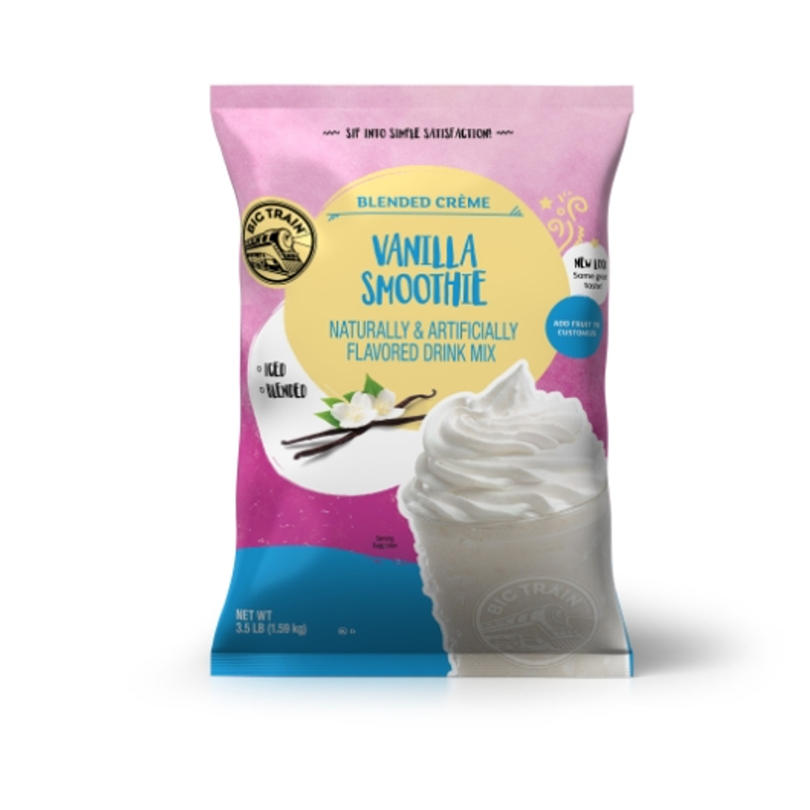 Big Train Vanilla Smoothie Blended Creme Drink Mix, 3.5 Pound, 5 Per Case