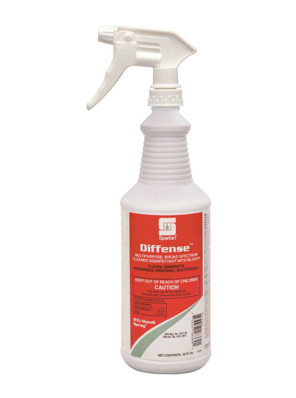 Spartan Diffense Multipurpose, Broad Spectrum Cleaner Disinfectant with Bleach, Clean Floral Scent