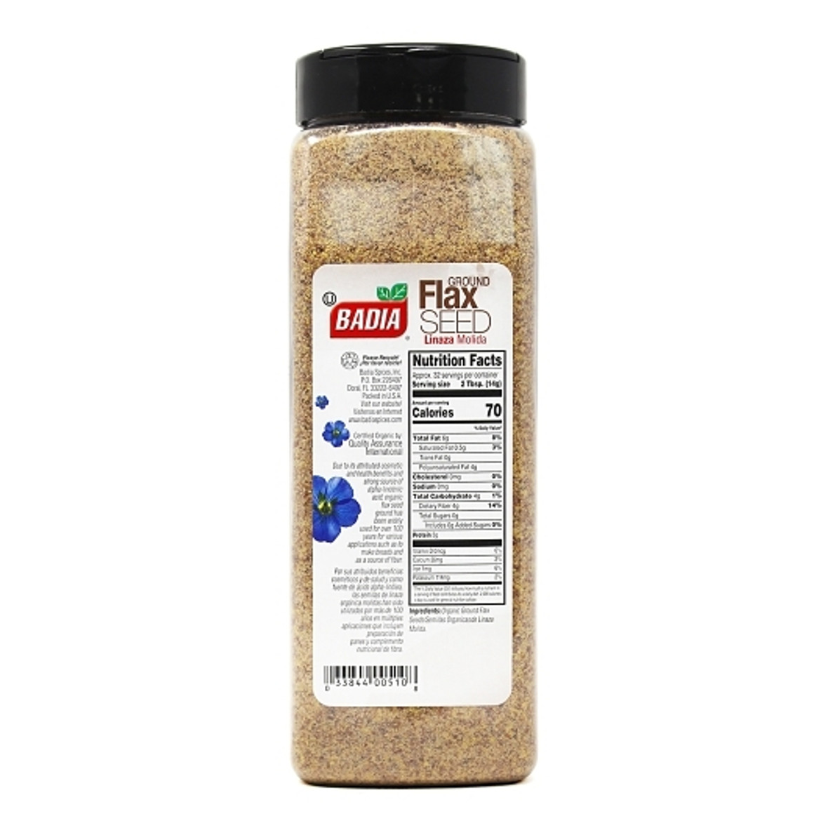 Badia Organic Ground Flax Seed, 16 Ounces, 4 Per Case
