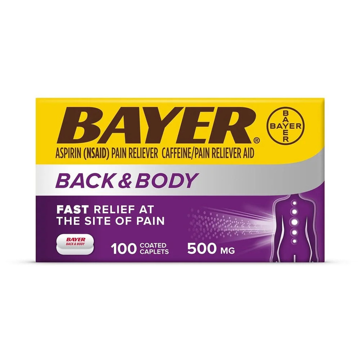 Bayer Back And Body Aspirin, 50 Caplets, 3 Per Box, 12 Per Case