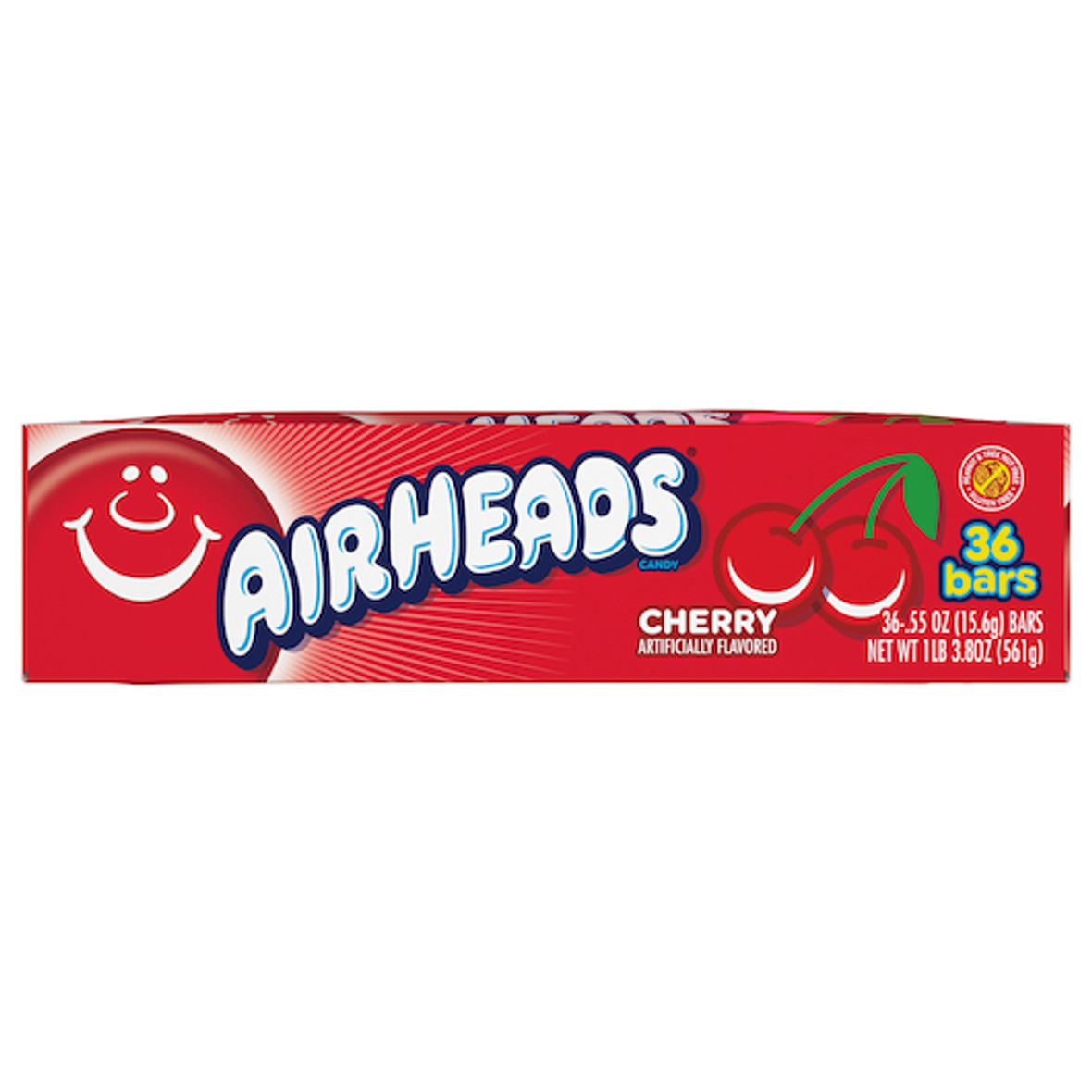 Airheads Cherry Candy, 0.55 Ounces, 36 Per Pack, 12 Per Case