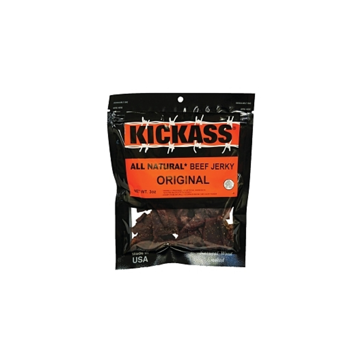Kickass Beef Jerky Original All Natural Beef Jerky, 3 Ounce, 24 Per Case Kickass Beef Jerky Original All Natural Beef Jerky, 3 Ounce, 24 Per Case