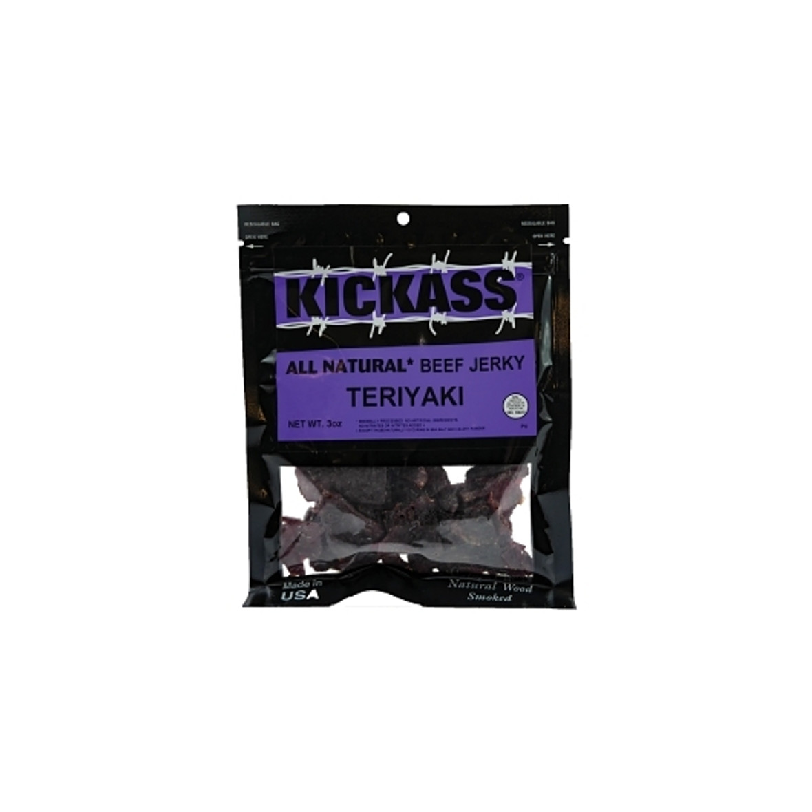Kickass Beef Jerky All Natural Teriyaki Beef Jerky, 3 Ounce, 24 Per Case Kickass Beef Jerky All Natural Teriyaki Beef Jerky, 3 Ounce, 24 Per Case