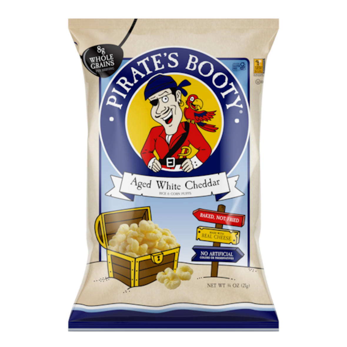 Pirates Booty Aged White Cheddar K-12, 0.75 Ounces, 72 Per Case