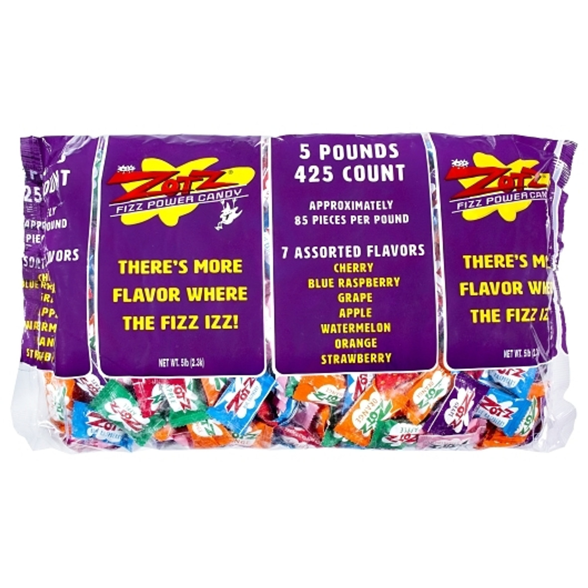 Zotz Fizz Power Assorted Candy, 5 Pound, 3 Per Case