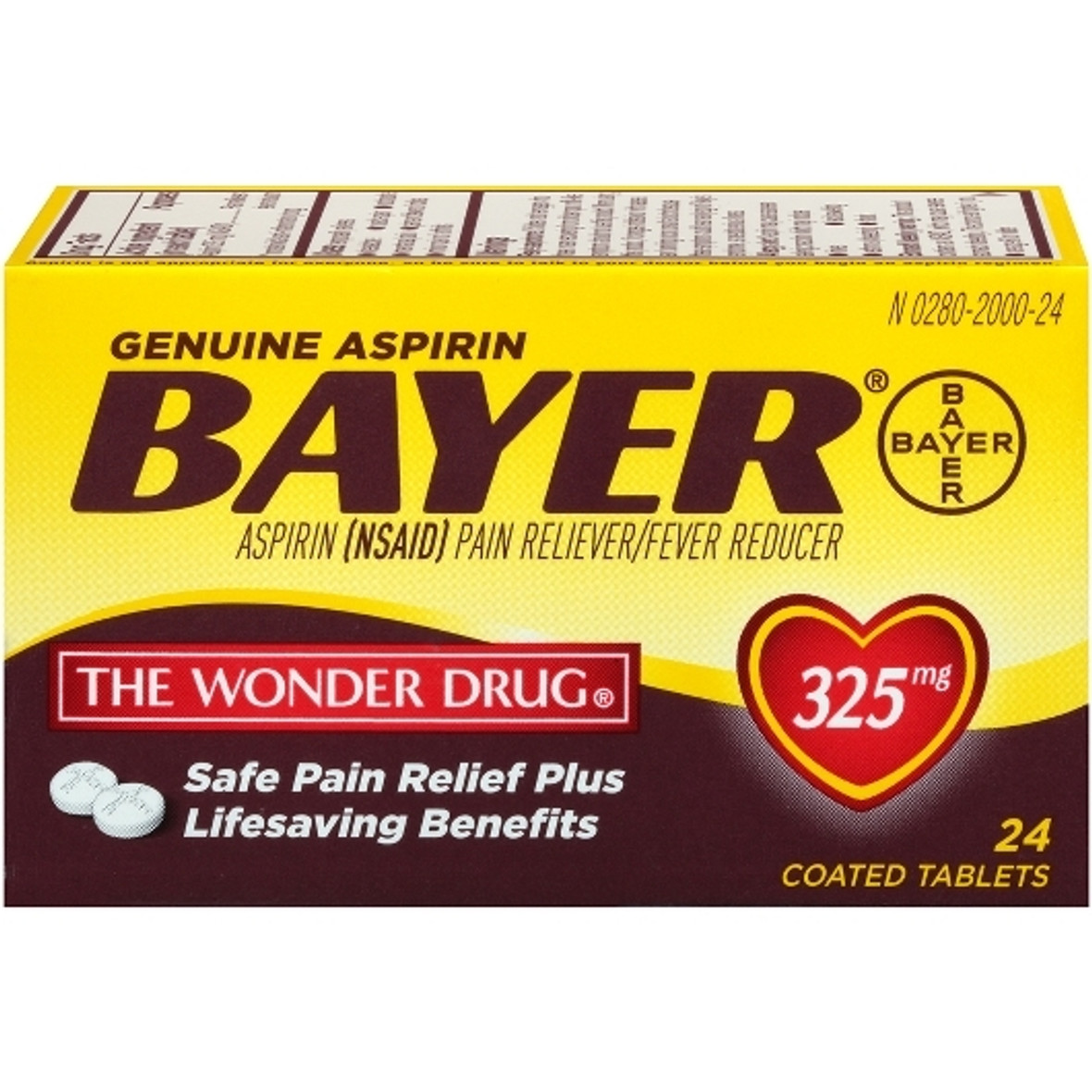 Bayer Aspirin Tablets, 24 Piece, 3 Per Pack, 12 Per Case