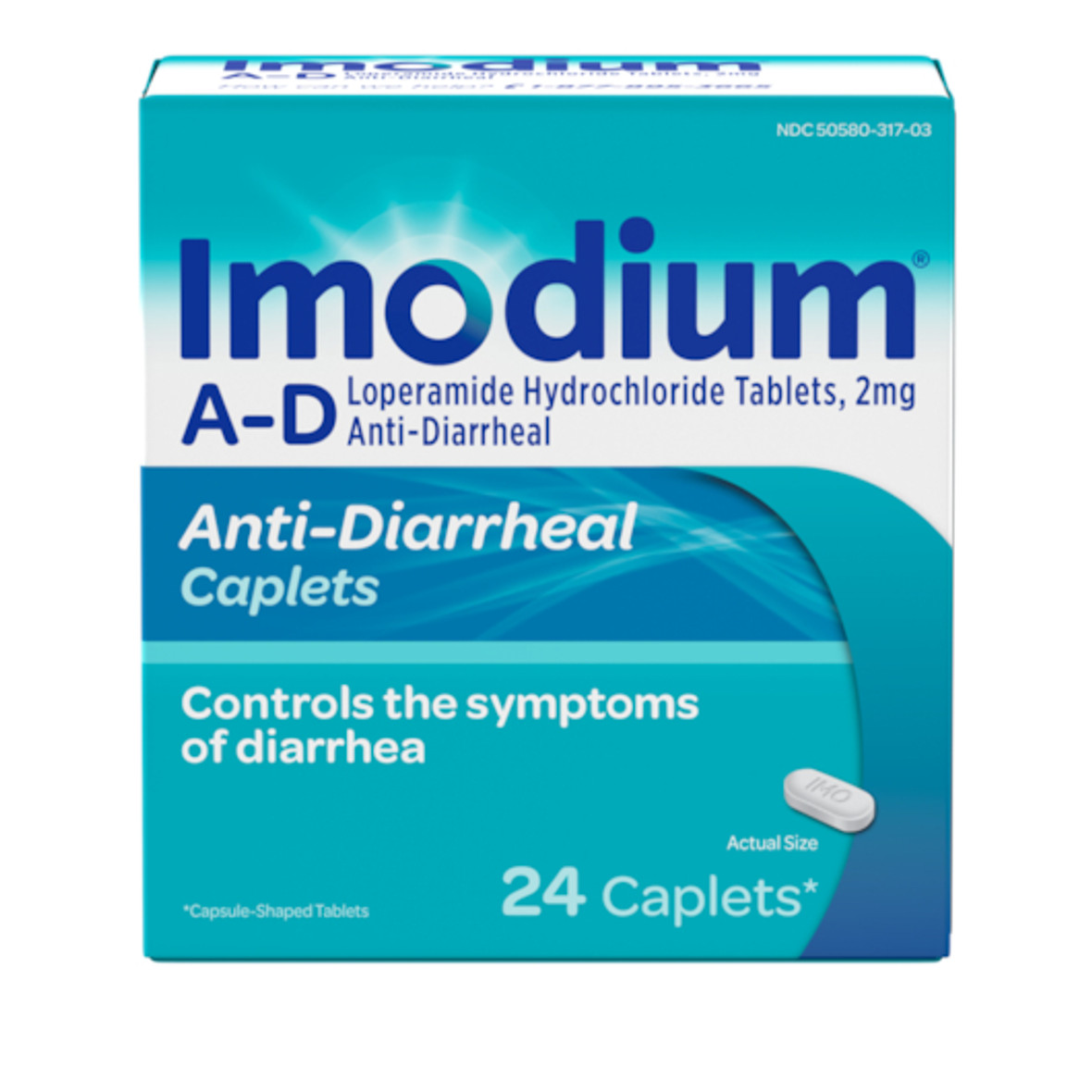 Imodium A-D Caplets, 24 Count, 6 Per Pack, 4 Per Case