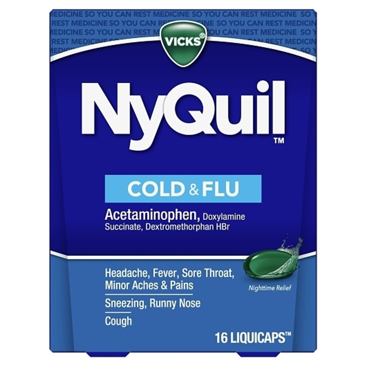 Vicks Nyquil Liquicaps, 16 Count, 6 Per Pack, 4 Per Case