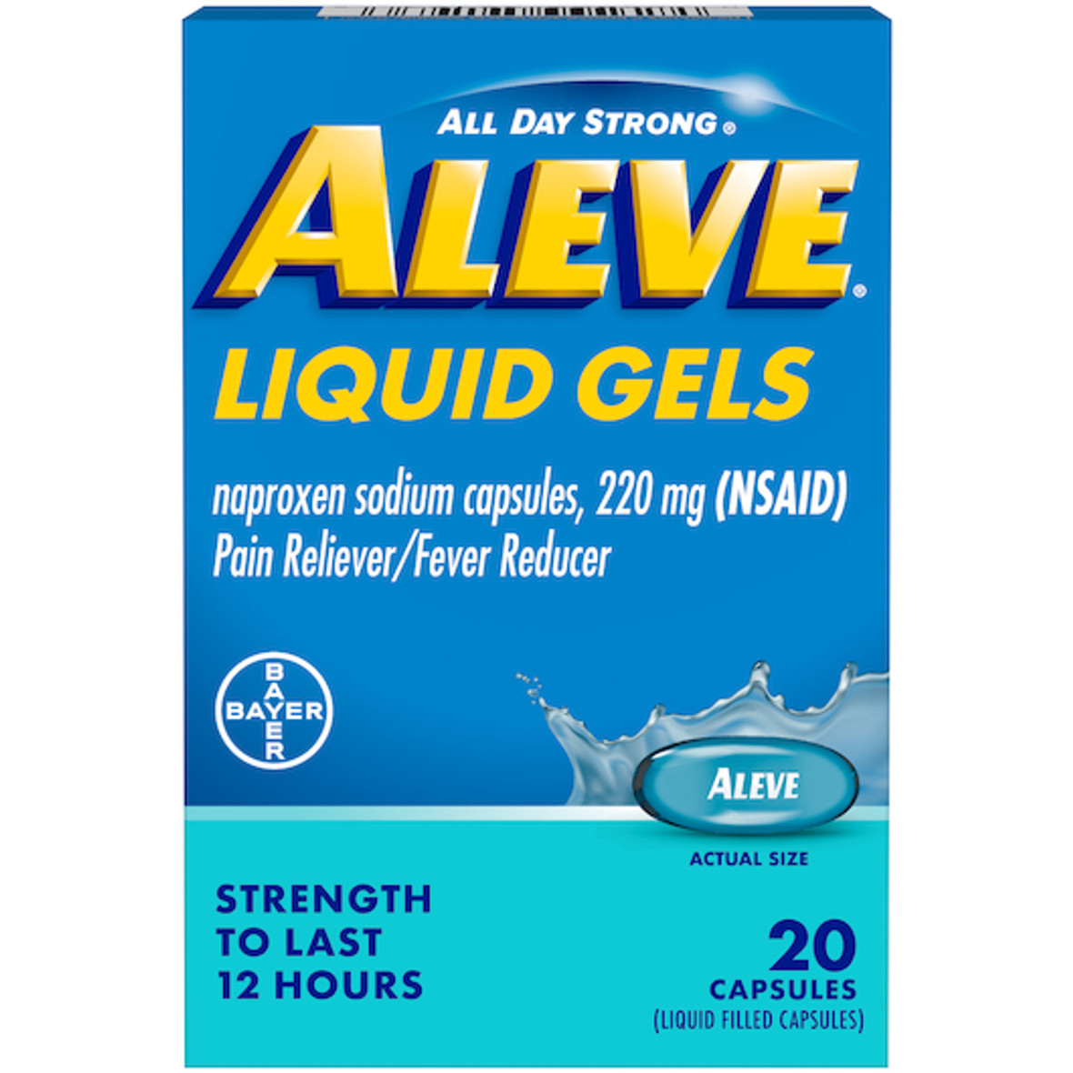 Aleve Liquid Gel, 20 Count, 12 Per Pack, 3 Per Case