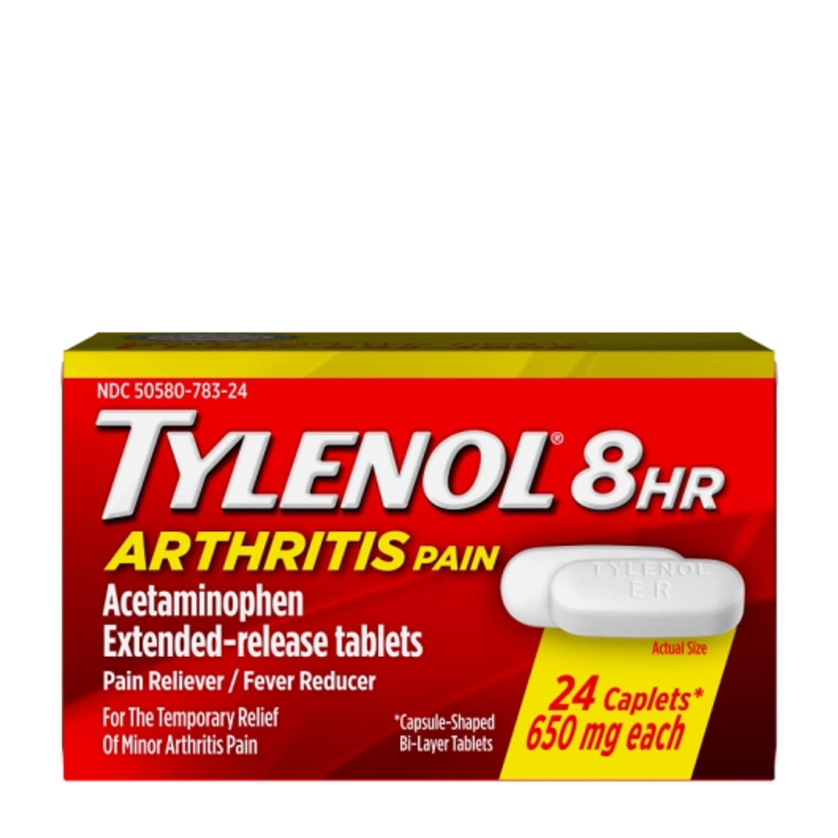 Tylenol Arthritis Pain Relief Caplets, 24 Count, 6 Per Pack, 12 Per Case