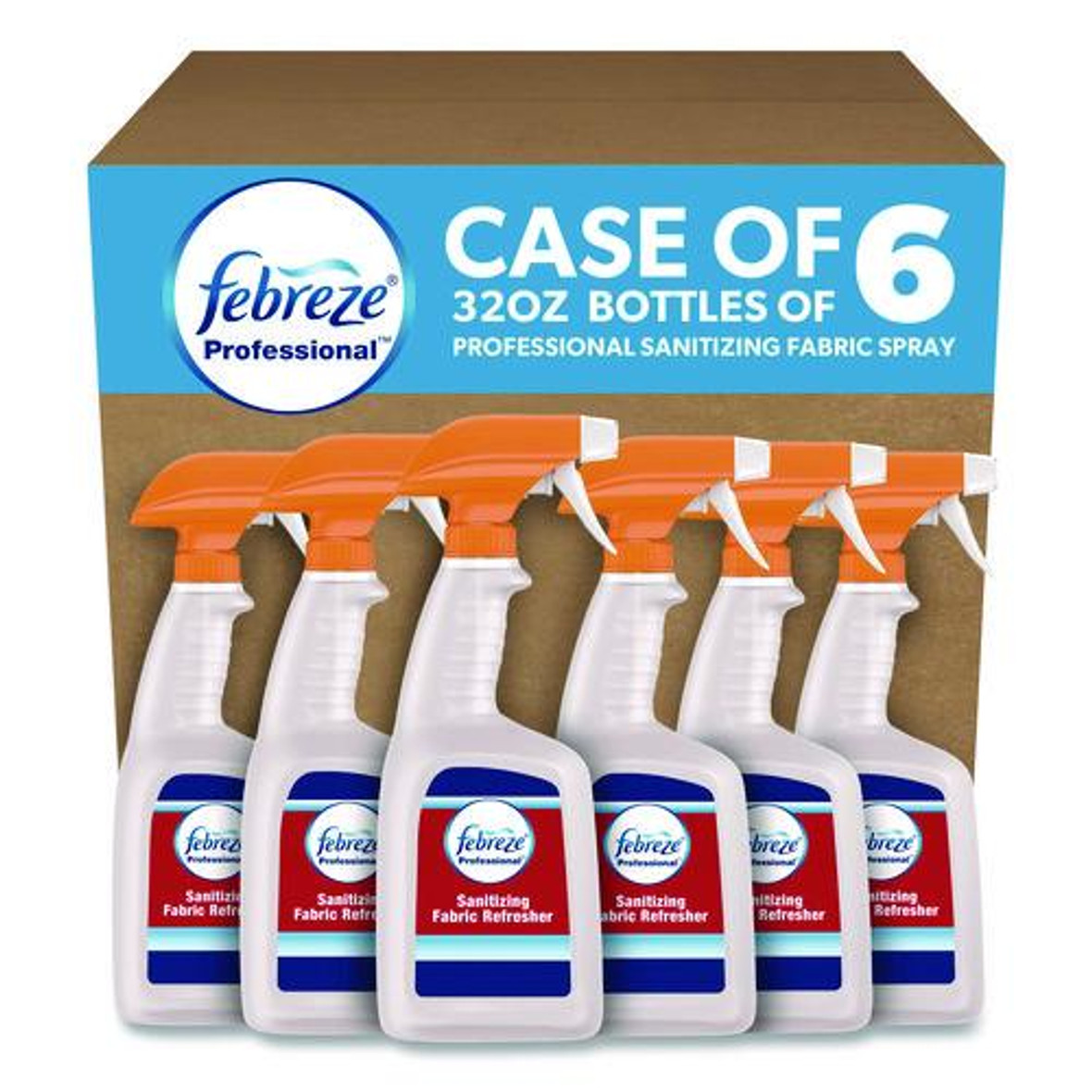 Professional Sanitizing Fabric Refresher, Light Scent, 32 oz Spray Bottle, 6/Carton