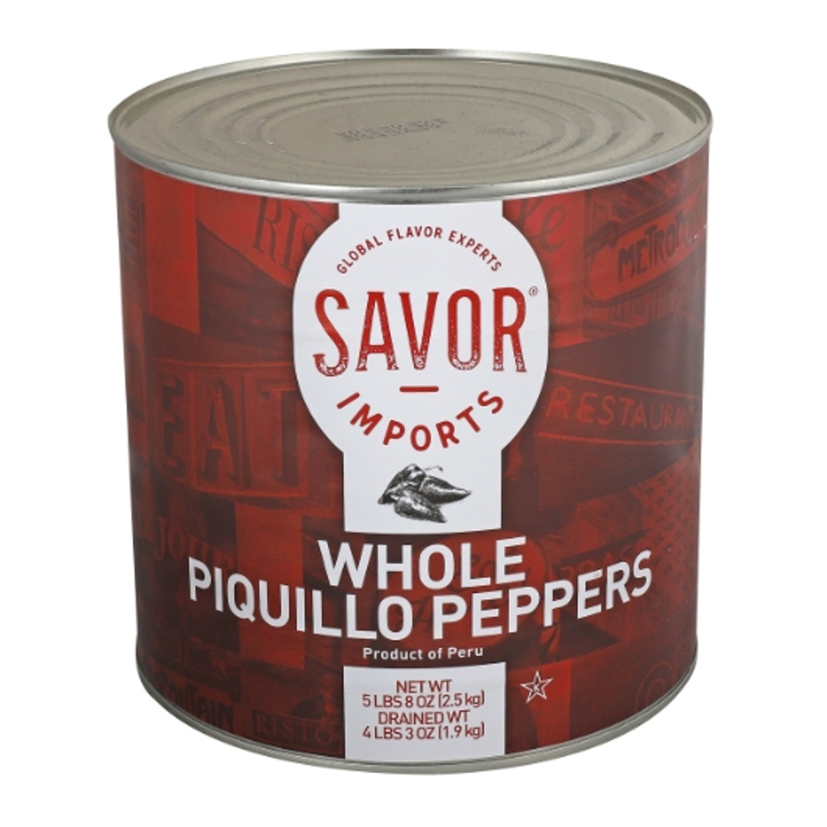 Savor Imports Whole Piquillo Peppers, 3 Kilogram, 6 Per Case Savor Imports Whole Piquillo Peppers, 3 Kilogram, 6 Per Case
