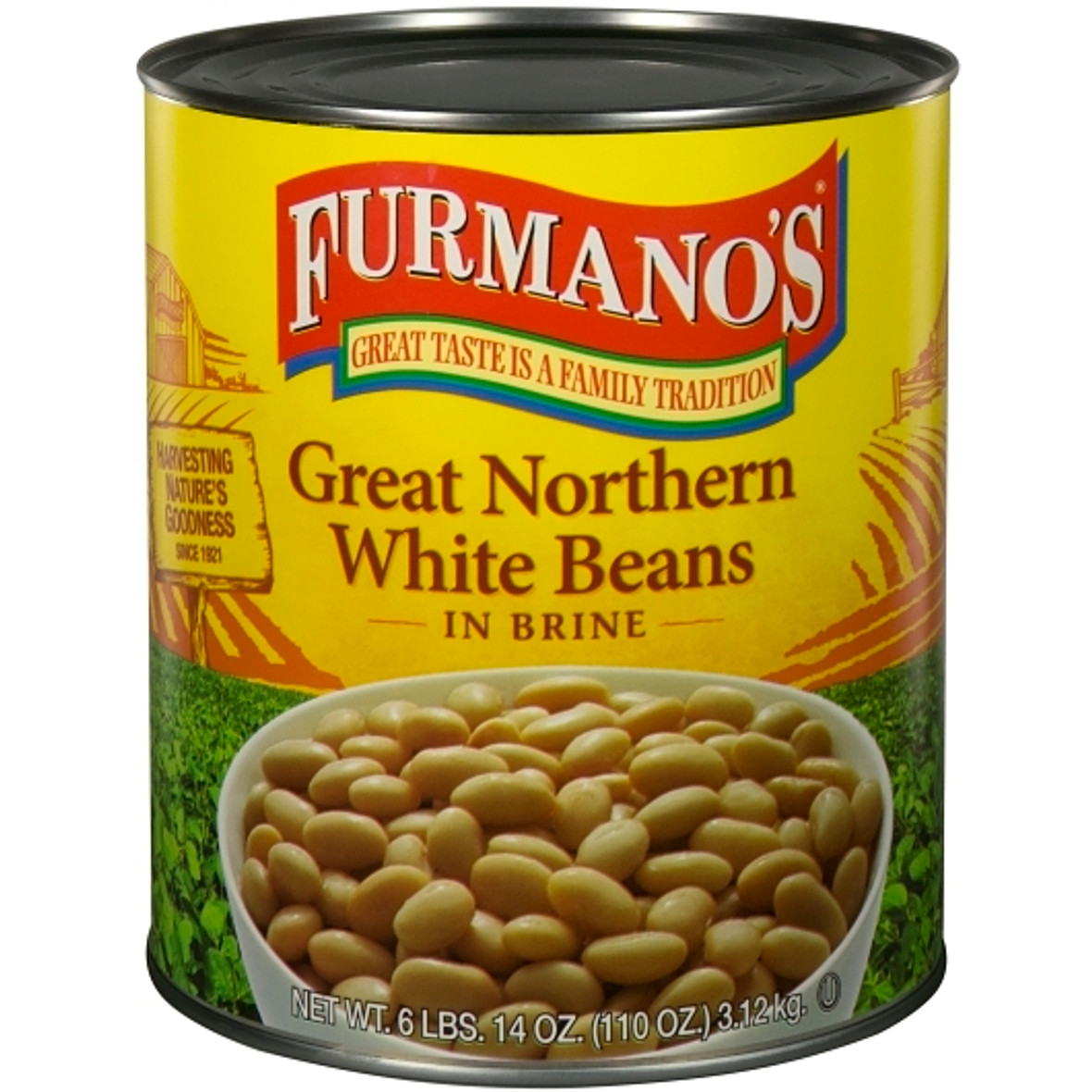 Furmanos Great Northern White Beans in Brine, 110 Ounce, 6 Per Case Furmanos Great Northern White Beans in Brine, 110 Ounce, 6 Per Case