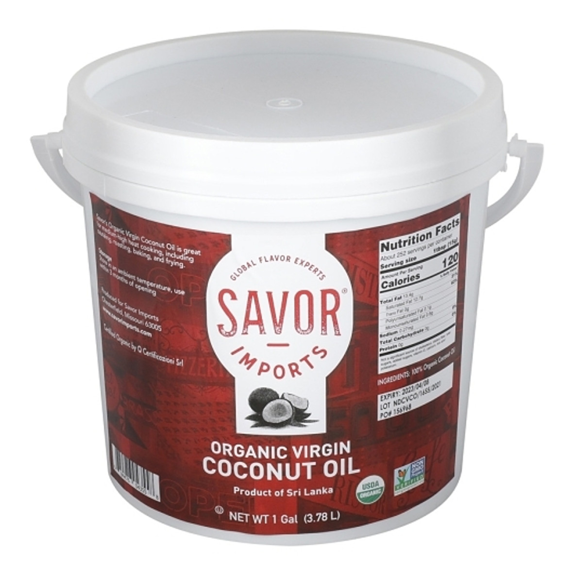 Savor Imports Organic Coconut Oil Bulk Coconut Oil, 1 Gallon