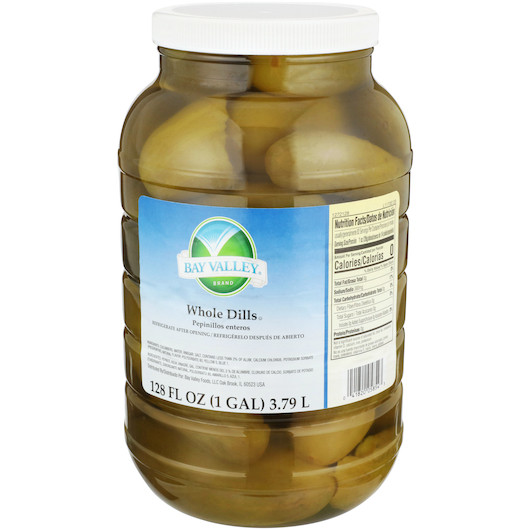 Bay Valley Dill Hamburger 396-450 Count 3/16 Crinkle Cut Pickle Slice Bulk, 1 Gallon, 4 Per Case