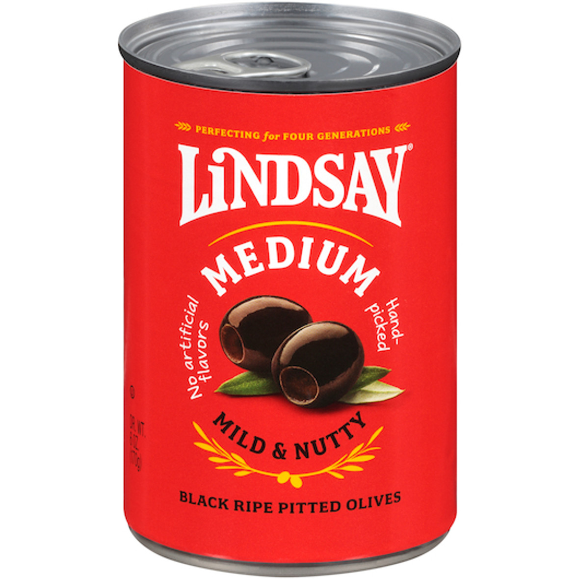 Lindsay Pitted Ripe Medium Domestic Olives Canned, 6 Ounce, 24 Per Case