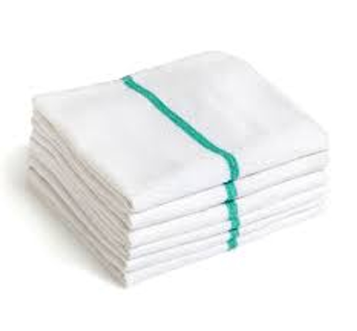 Companions White With Green Stripe Heavy Duty Bar Towels, 12 Each, 24 Per Pack, 288 Per Case