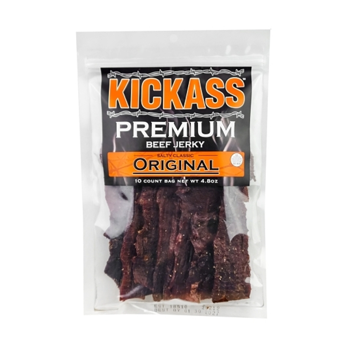 Kickass Beef Jerky Original Flavored Beef Jerky Bags, 10 Each, 10 Per Case