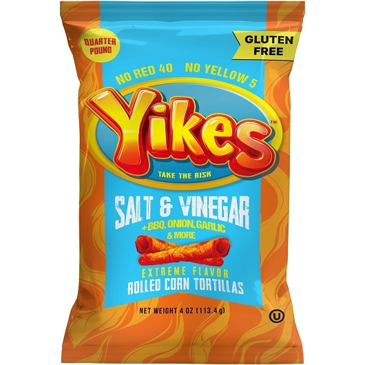 Yikes Salt And Vinegar Corn Tortilla Chips, 4 Ounce, 10 Per Case