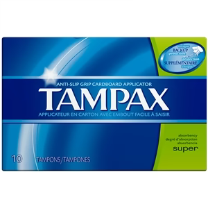 Tampax Pearl Tampons Super, 10 Count, 10 Per Pack, 4 Per Case