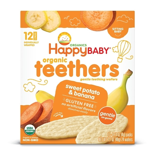 Happy Baby Organic Teethers Gluten Free Gentle Teething Wafers Sweet Potato & Banana, 1.7 Ounce, 6 Per Case