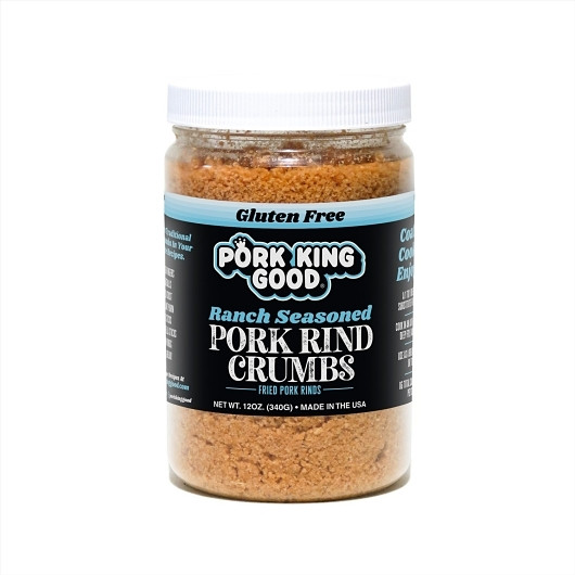 Pork King Good Ranch Pork Rind Crumbs Jars, 12 Ounce, 6 Per Case