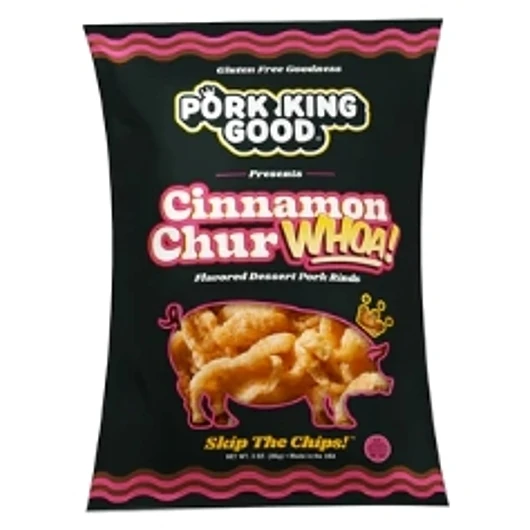 Pork King Good Cinnamon Churwhoa Pork Rinds Single Serve Bag, 1.75 Ounce, 12 Per Case