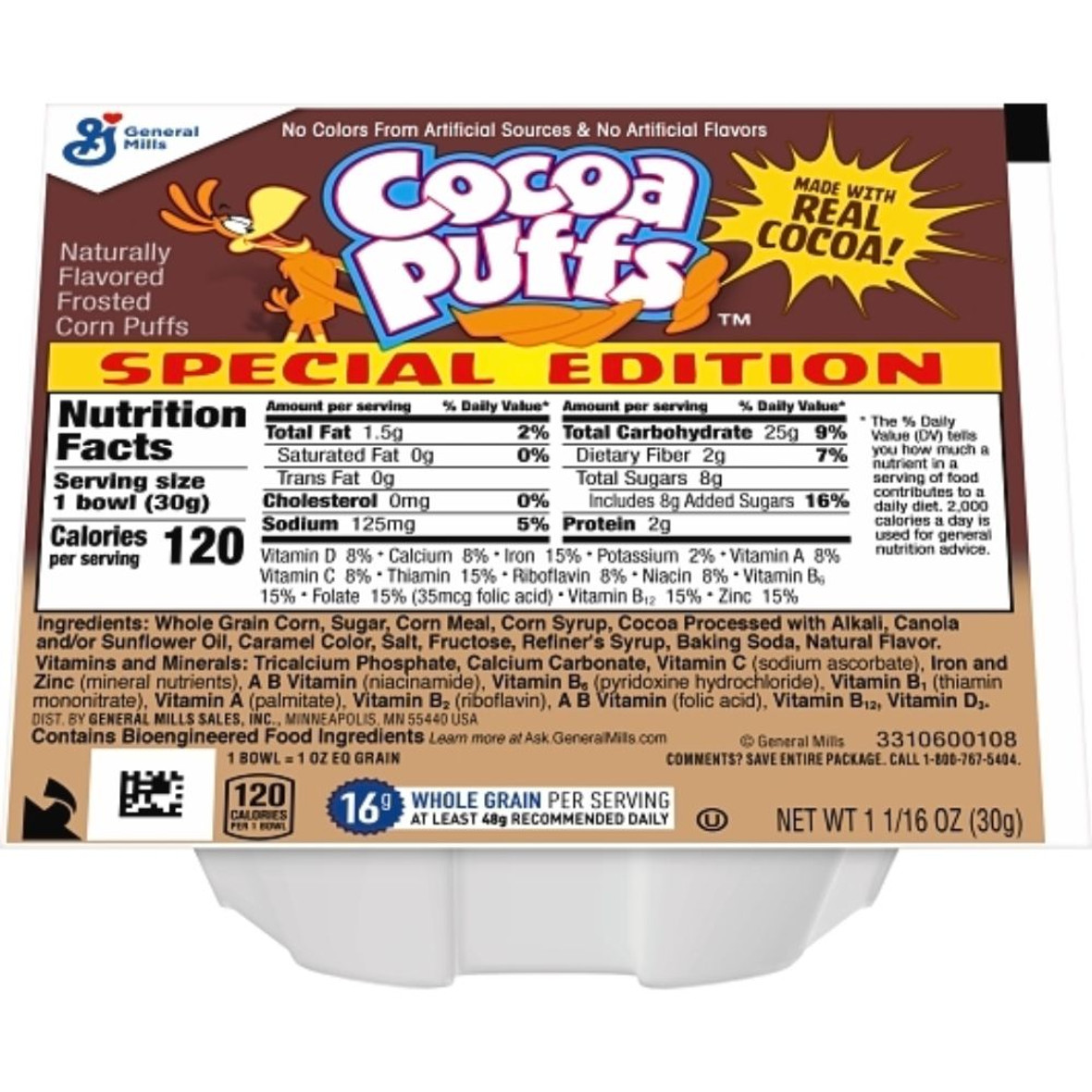 Cocoa Puffs Cereal, 25% Less Sugar, 1.06 oz