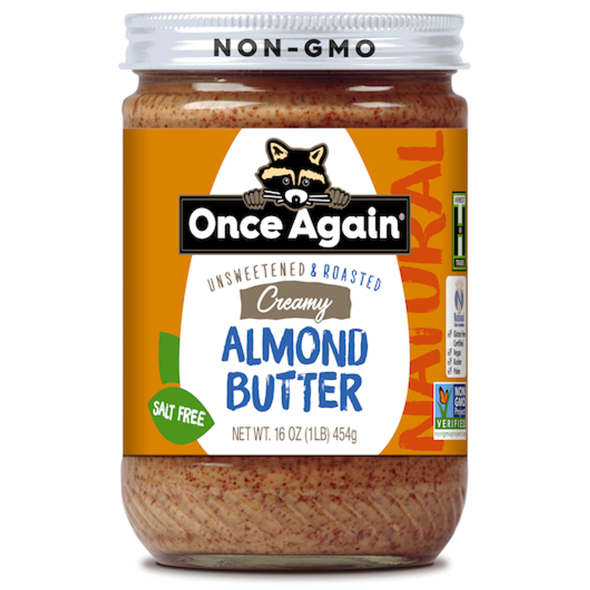 Once Again Creamy Salt Free Natural Almond Butter, Unsweetened and Roasted