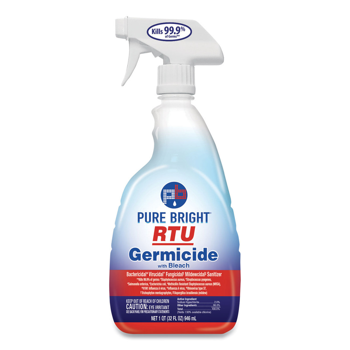 Pure Bright RTU Germicide with Bleach, Fresh Scent, 32 Oz (Pack of 9)